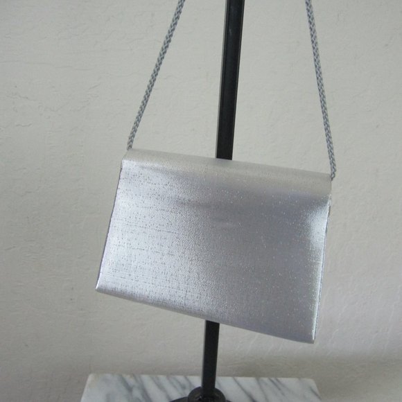 Silver Evening Bag, Stone Accents on closure - Picture 3 of 4